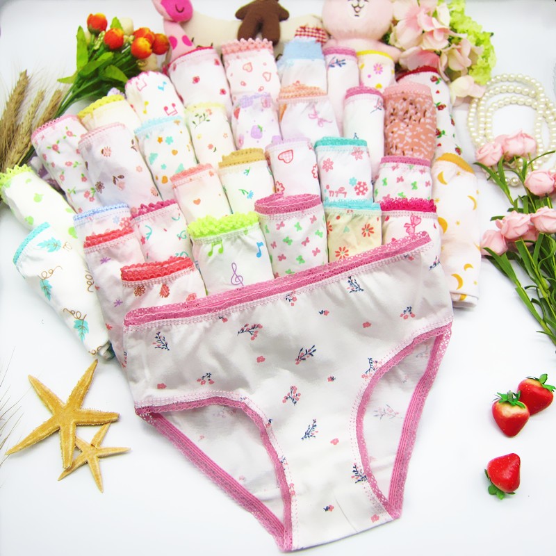 24pcs/lot Cotton Girls Children's Underwear Triangle Briefs Kids Underwear 2-12 Years