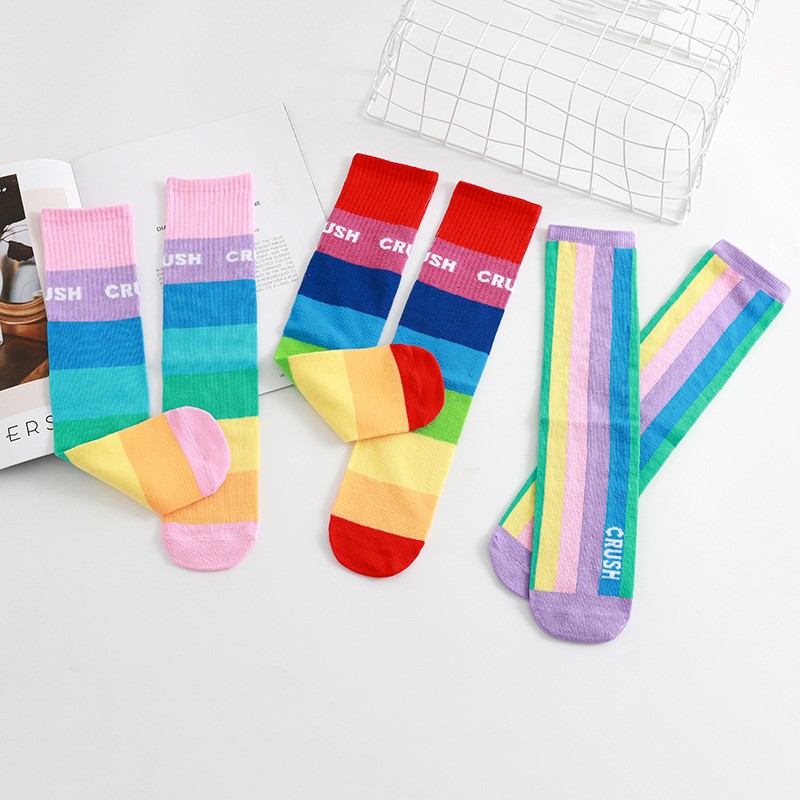 3 Pairs Kids Girls Boys Toddlers Girls Socks Knee High Long Soft Cotton Baby Socks Stripped Children School Stocking Clothes