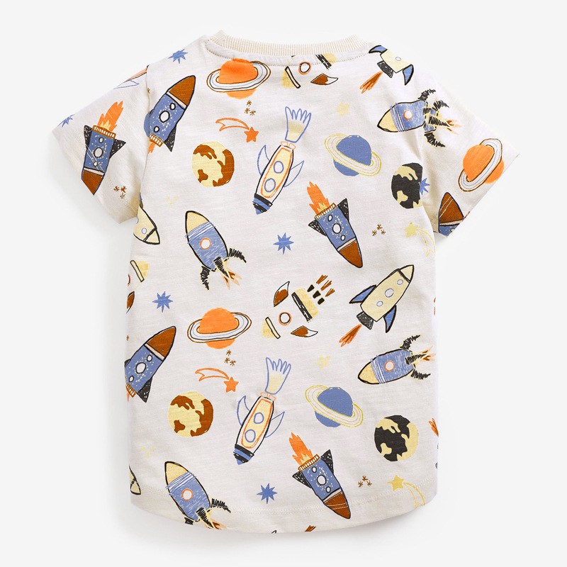 Little maven 2022 baby boys summer clothes kids cotton T-shirt lovely cartoon space fashion tops for children 2-7year