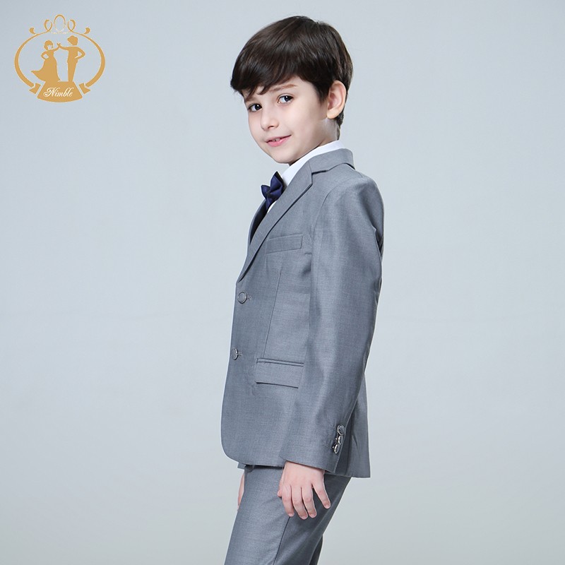 Nimble spring autumn formal boys suits for weddings children host costume clothing wholesale 3pcs/set blazer jacket pants