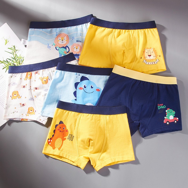 4pcs Boys Boxer Briefs Kids Cotton Underwear 2021 Set Baby Underpants Cartoon Dinosaur Print Soft Children Breathable Briefs