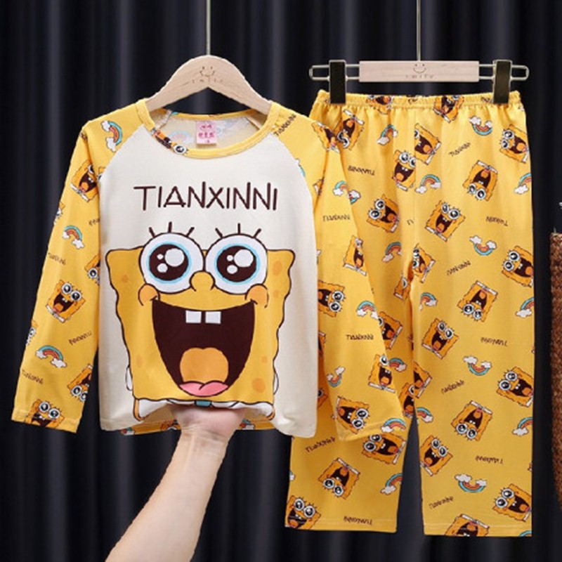 Newborn Kids Boys Girls Pajama Sets Cartoon Casual Long Sleeve Cute T-shirt Tops With Pants Toddler Baby Autumn Sleeping Clothes