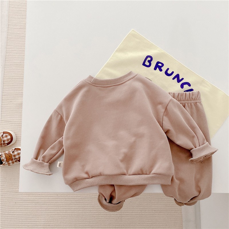 Children Spring Clothes Set Cute Bear Baby Boy Girl Soft Cotton Tops Pants 2pcs Toddler Kids Clothes