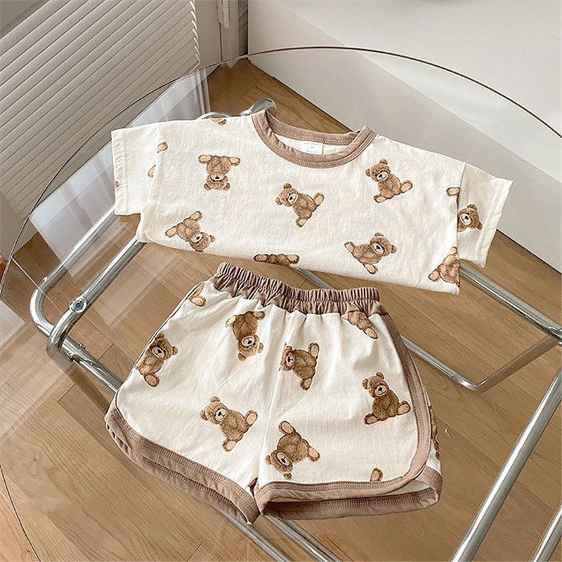 Baby Boys and Girls Summer Clothes Soft Cotton Baby Short Sleeve Tops + Pants 2 Pieces Baby Clothing Sets