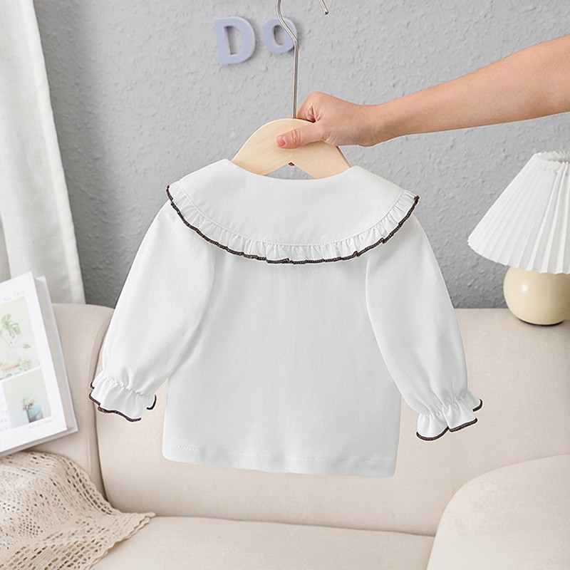 Infant Casual T-shirt Spring And Autumn Clothes Cartoon Long Sleeve White Baby Girls Bottoming Shirt Kids Tops Toddler Clothes