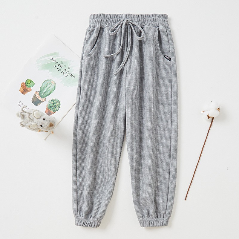 Spring Autumn Girls Pants Cotton Solid Pants Trousers For Baby Boys Casual Track Pants