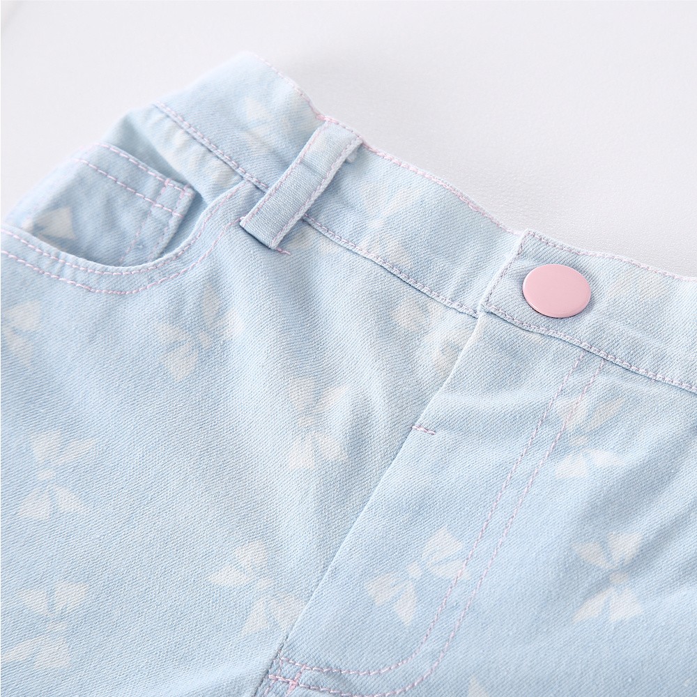 100% Cotton Print Denim Pants Toddlers For Little Girl Graphic Kawaii Jeans Kids Clothes Designer Summer Pants Trousers 2022