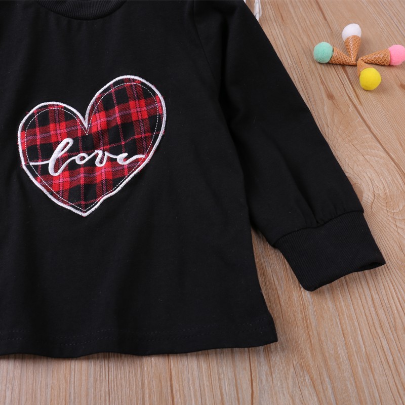 2022 New Autumn Casual Long-sleeved Suit Top Plaid Skirt 2pcs Kids Girls Clothing Sets Children Valentine's Day