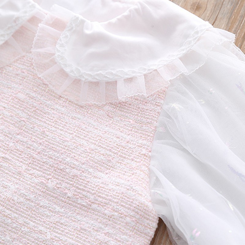 Sweet Girls Dress Spring Autumn Gauze Long Sleeve Elegant Princess Dresses For Kids Children Clothing