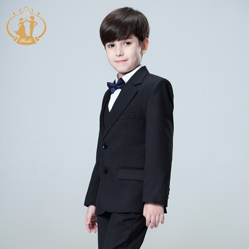 2021 spring autumn formal suit for boy set children party host wedding costume black blazer jacket pants 3pcs clothing wholesale