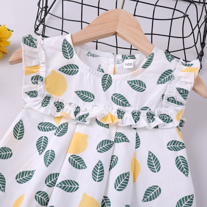 2022 New Summer Suit Clothing Sets Pattern Leaf Print Sleeveless Top+Pants 2pcs Kids Clothes Children's Clothing Girls Clothes