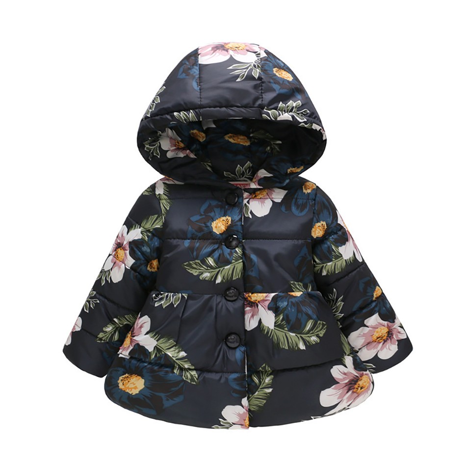 Baby Girls Boys Jackets Baby Clothes 2021 Autumn Kids Hooded Coats Winter Toddler Warm Snow Suit Baby Cotton Flower Outerwear