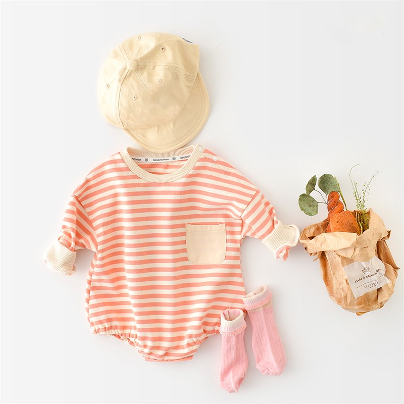 Newborn Casual Underwear 2022 Spring Infant Rompers Outdoor Kids Long Sleeve Stripe Jumpsuits Baby Boys Girls One Piece Clothes