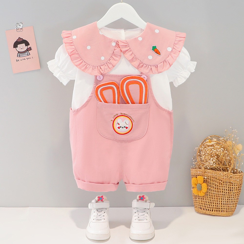 2022 Summer Fashion Cute Baby Girls Clothing Sets Baby Boy Casual Clothes T-shirt Rabbit Overalls Children Kids Clothes