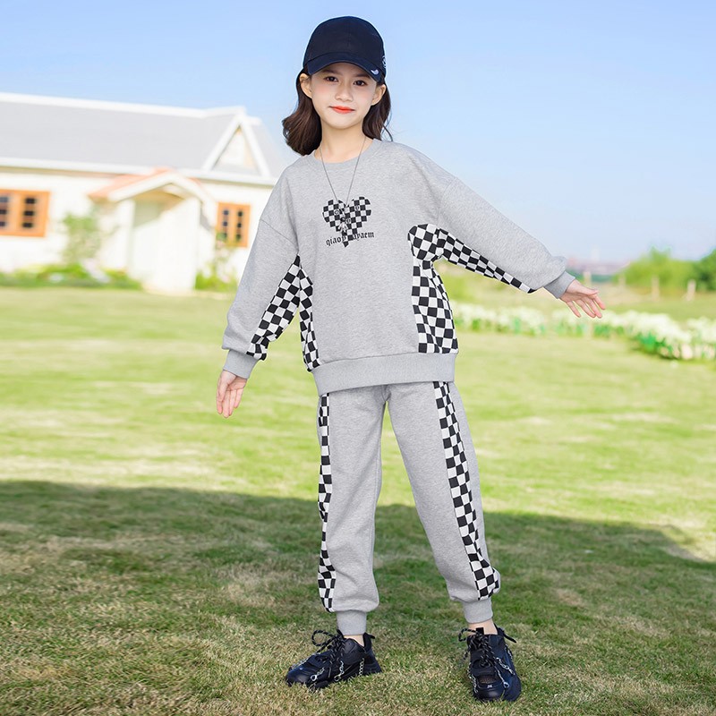 WKPK New Spring Autumn Girl Casual Clothes Sets 4-18 Years Students Outdoor Tracksuit Fashion Comfortable Family Kids Clothes