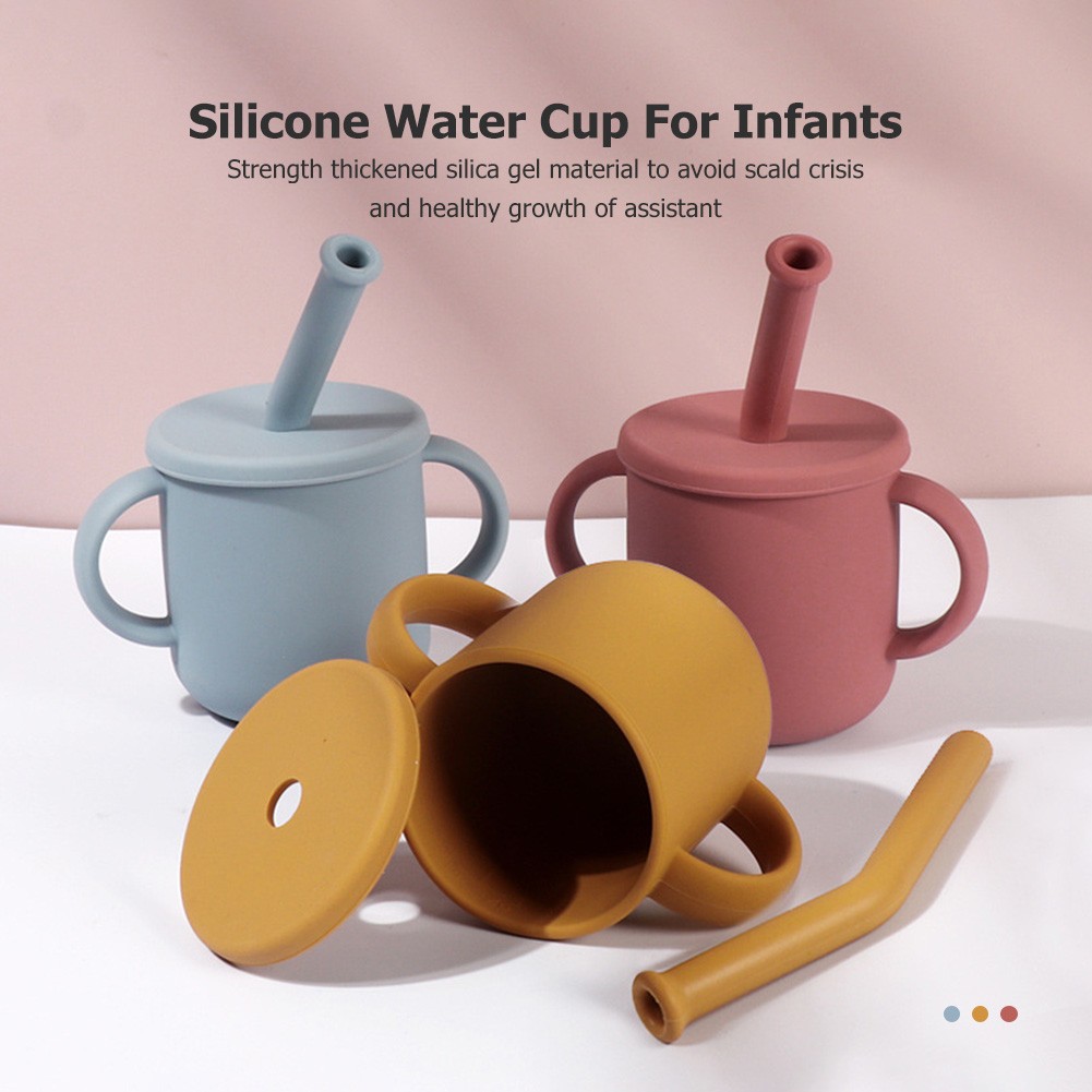 150ML Baby Feeding Drinkware Straw Cup Baby Learning Feeding Bottles Anti-Hot Leakproof Silicone Tableware Toddler Water Bottle