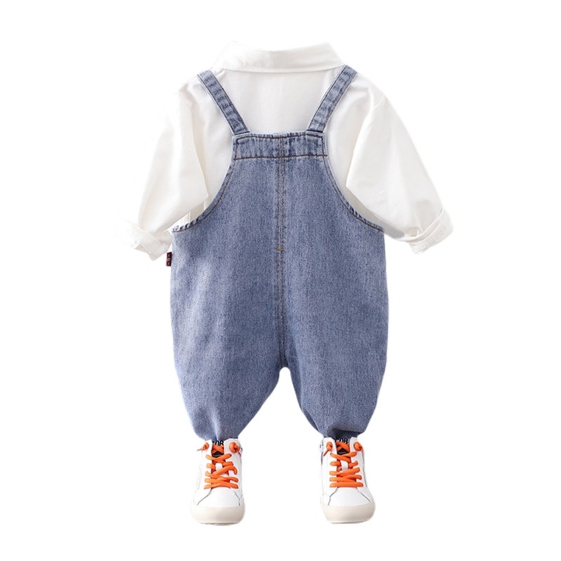 summer baby long sleeve denim shirt straps shorts casual suit boy clothing set children sets 1-4 years for baby