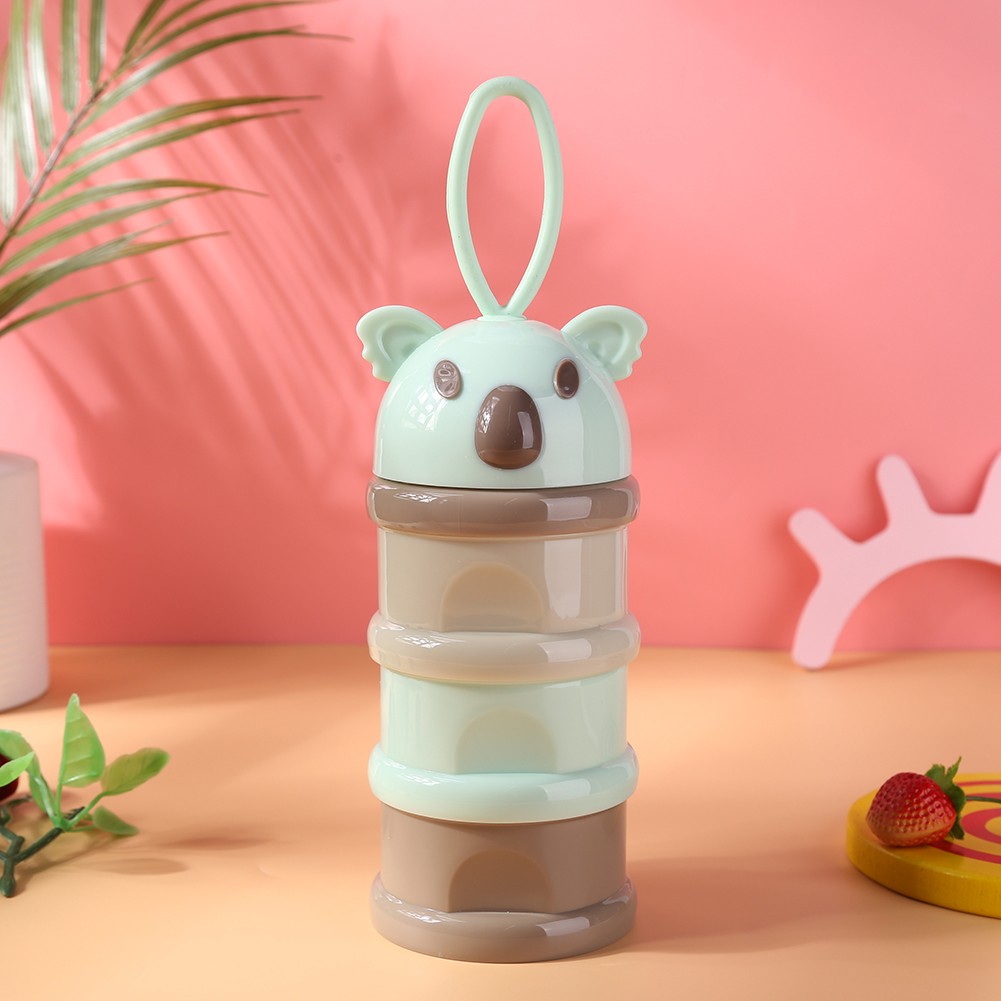 Bear Pattern Portable Baby Food Storag Slot Box Multigrain Cartoon Infant Milk Powder Tray Food Snack Container