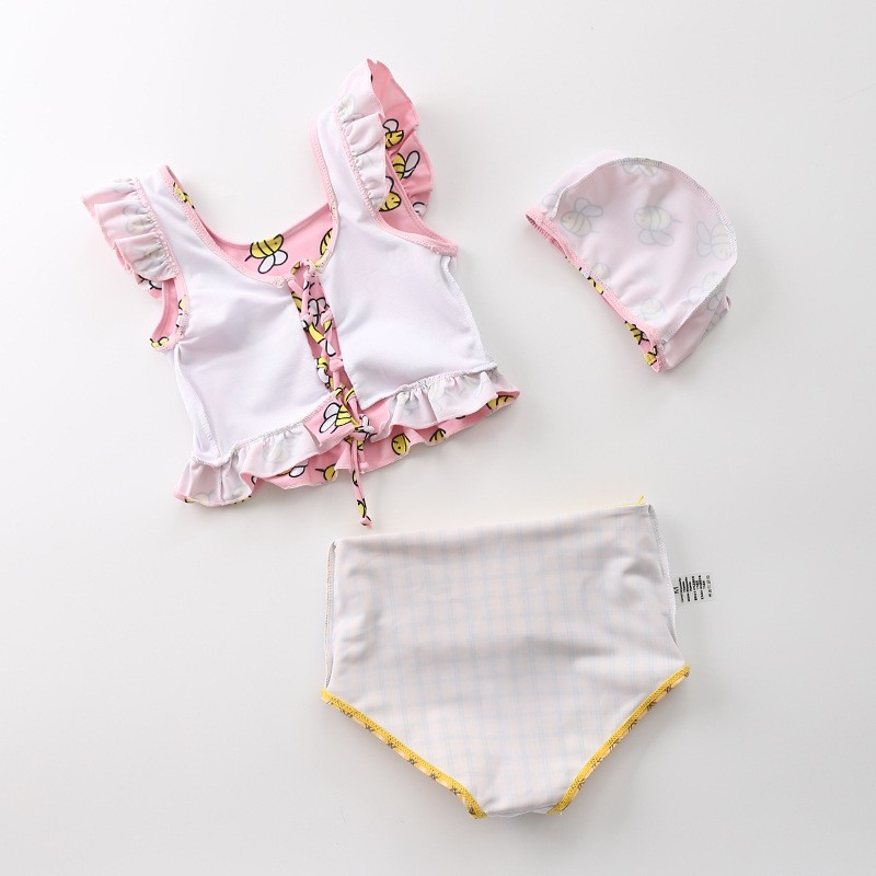 Happyflute Toddler Baby Girls Swimwear 2pcs Girls Swimwear With Cap Children Swimwear Kids Beach Wear