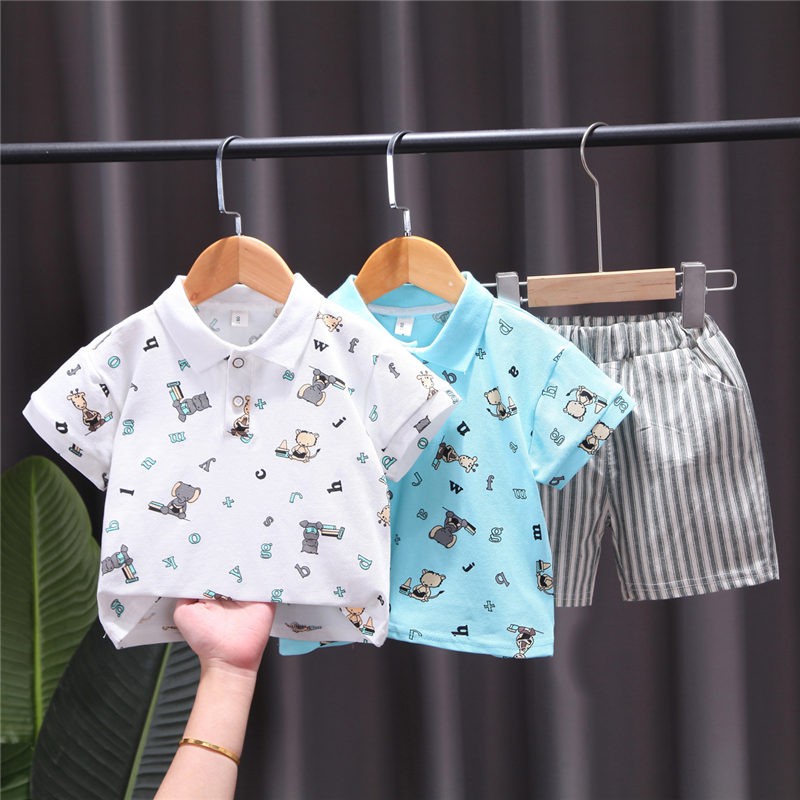 New Summer Baby Clothes Suit Children Fashion Boy Girls Cartoon T-Shirt Shorts 2Pcs/Set Toddler Casual Clothing Kids Tracksuits