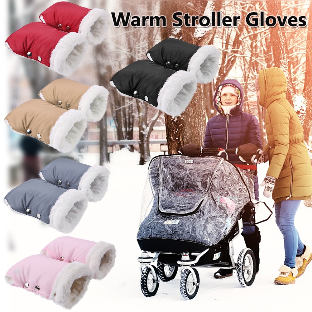 2pcs Winter Warm Stroller Gloves Waterproof Gloves Stroller Accessory Stroller Mitten Winter Warm Pram Gloves Hand Muff Mitten Baby