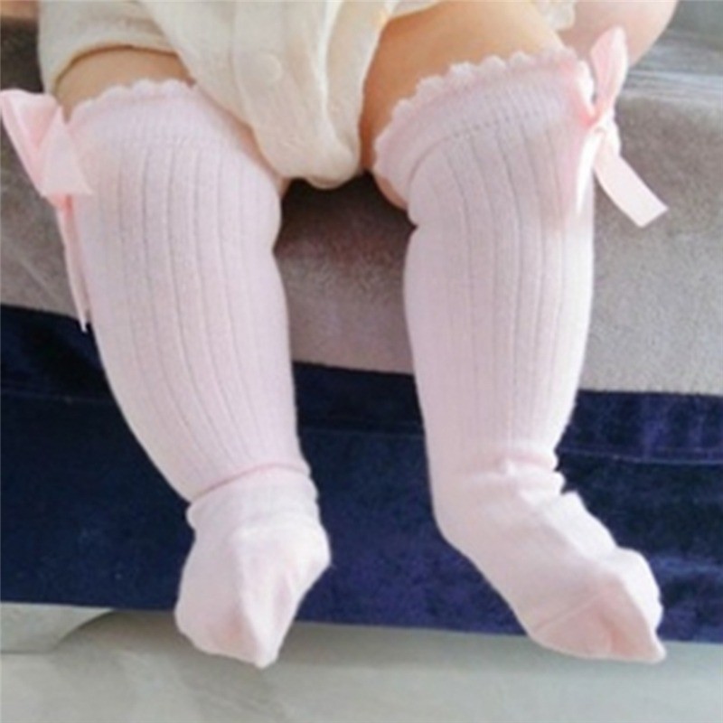 Kids Children Girls Socks With Bows Cotton Baby Girls Socks Soft Toddlers Long Socks For Kids Princess Knee High Socks