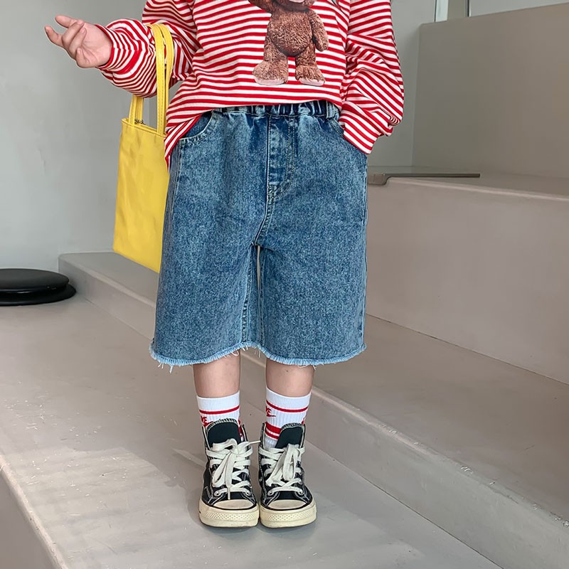 2022 spring new children's wear girls fashion loose denim shorts jeans 2-31