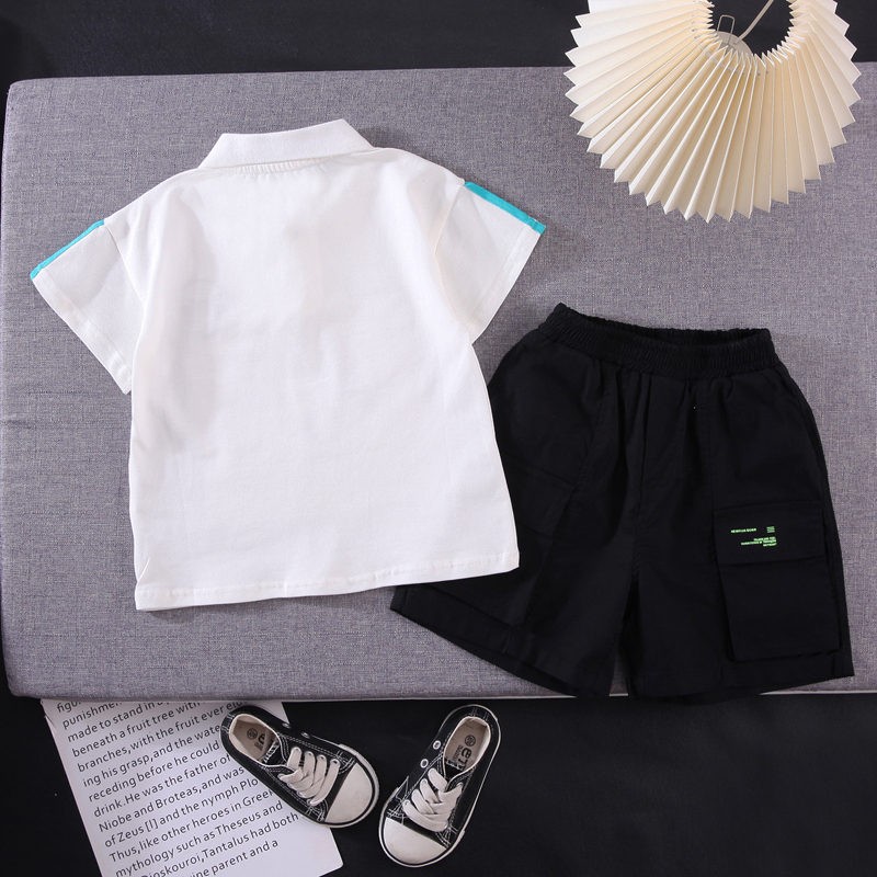 New Hot Suit Summer Children Boys Girls Clothes Kids Cotton Letter Short Sleeve T-shirt 2pcs/sets Toddler Clothes 0-5 Years