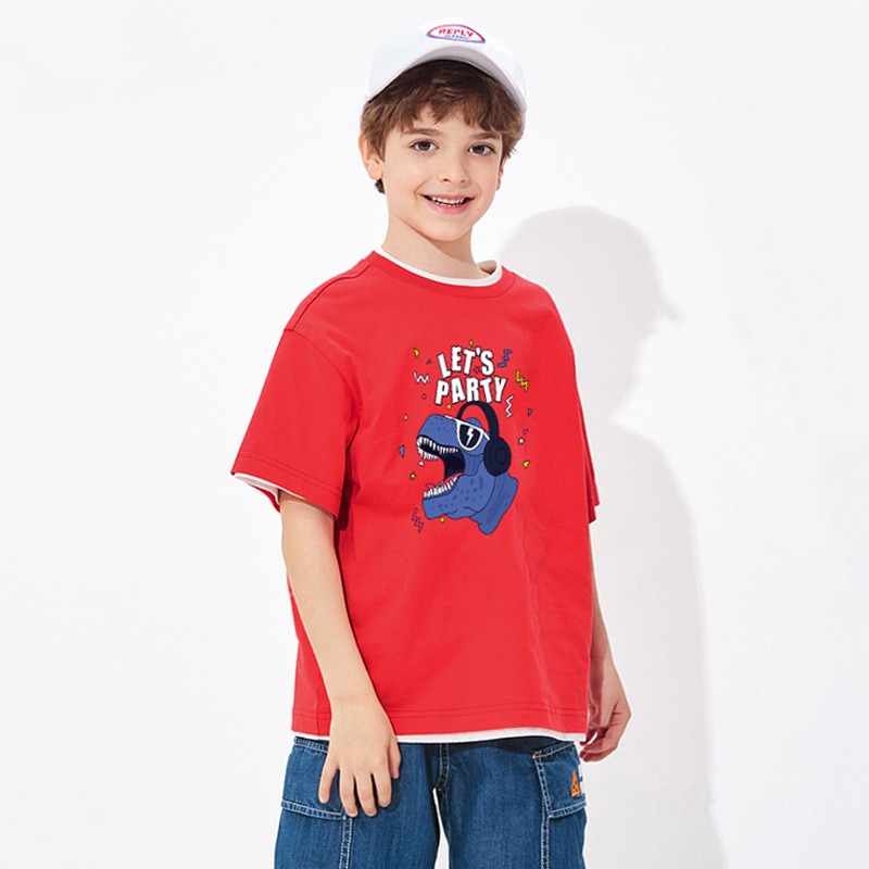 2022 Fashion Boys and Babies' Short Sleeve T-shirt Boys T-Rex Crewneck Dinosaur T-shirt Cotton Tops Tees Summer Clothes