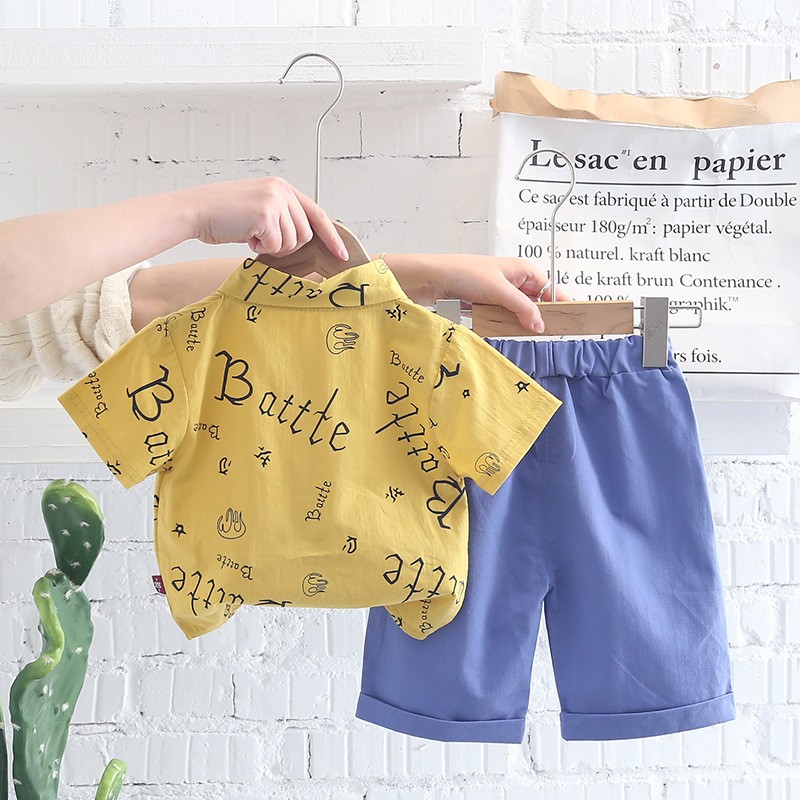 Summer Baby Clothes Suit Children Boys Letter Print T-shirt + Pants 2pcs/set Baby Casual Clothes Infant Kids Tracksuit Suit