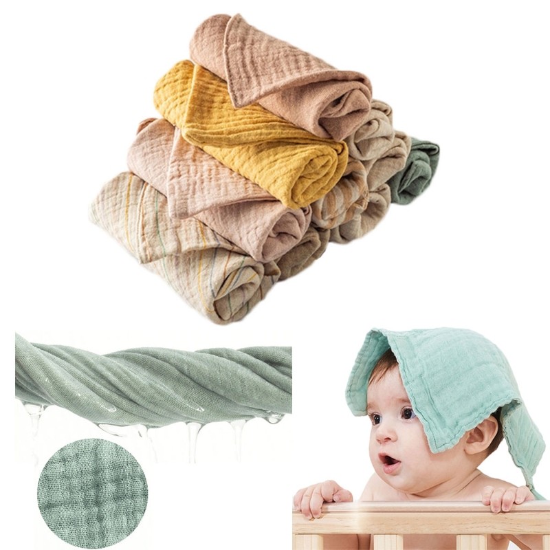 67JC 5pcs baby face cloth soft absorbent gauze saliva towel bib bath towel towel