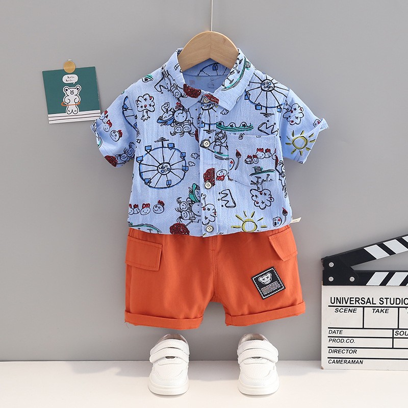 New Kids Summer Clothes Suit Children Boys Girls Cute Shirt Shorts 2pcs/set Baby Casual Outfits Infant Clothes Kids Tracksuits