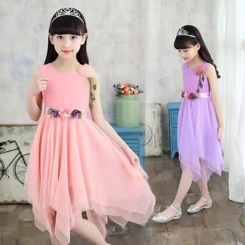 2022 Summer Children's Chiffon Dresses High Quality Lace Princess Dress Children Evening Wear Baby Girl Dress 4 6 8 9 10 12 Years