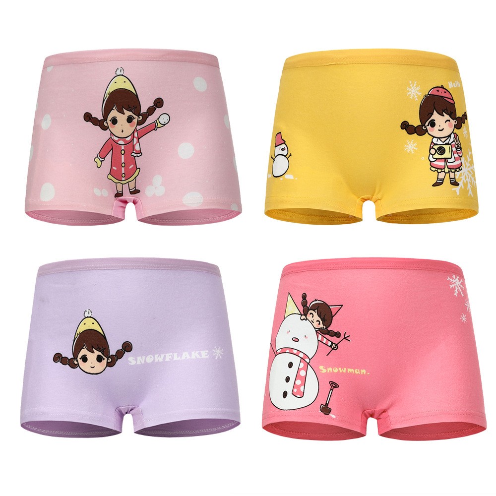 4pcs/lot Kids Girls Underwear Cotton Boxer Girl Comfortable Breathable Safety Pants Children's Panties