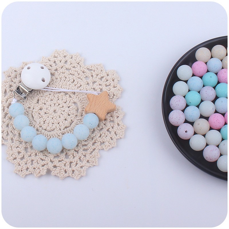 100pcs 12/15mm Baby Silicone Beads Round Pearl Ball Food Grade Silicone Pacifier Chain Teether Toys Accessories