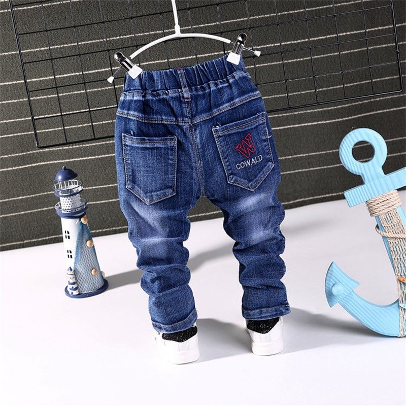 Baby Boys Girls Jeans Pants Kids Trousers 2-8Yrs Boys Girls Jeans Boys Casual Pants Letter Jeans Kids