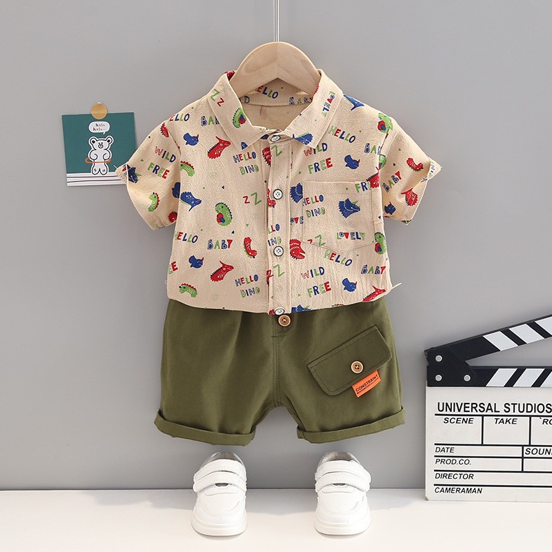 New Summer Baby Clothes Suit Children Boys Fashion Printed Shirt Shorts 2Pcs/Sets Toddler Casual Cotton Costume Kids Sportswear