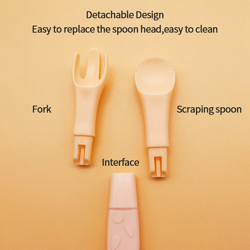 3 in 1 Baby Silicone Spoon and Fork Double-headed Fruit Squeezer Newborn Scraping Spoon Children Food Baby Feeding Tools Baby Spoon