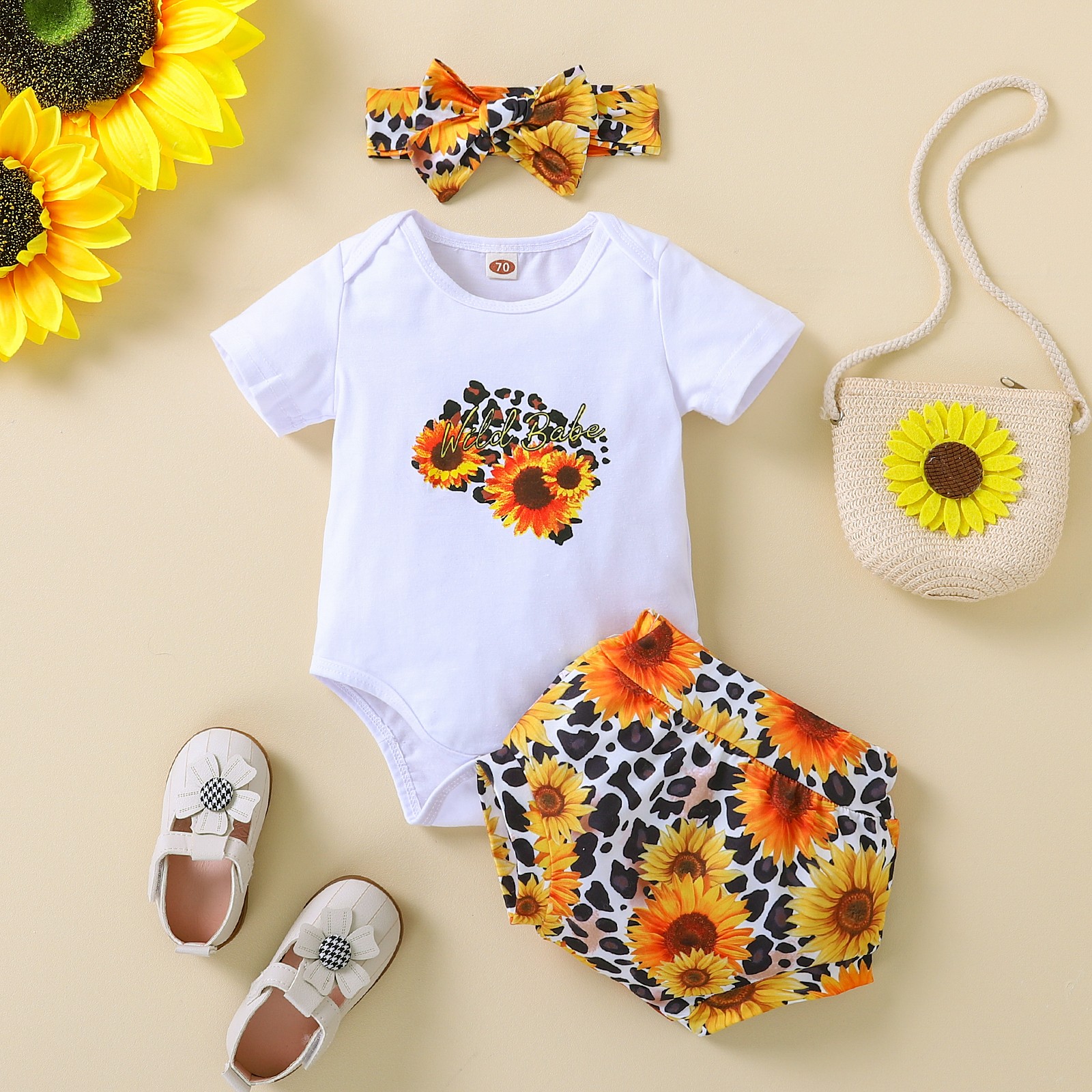 Ma&Baby 0-24M Newborn Infant Baby Girls Clothes Set Summer Flower Leopard Print Romper Tops Pants Outfits Costumes D01