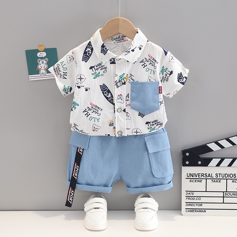 New Summer Baby Clothes Suit Children Boys Fashion Casual Shirt Shorts 2Pcs/Sets Toddler Sports Costume Infant Kids Sportswear