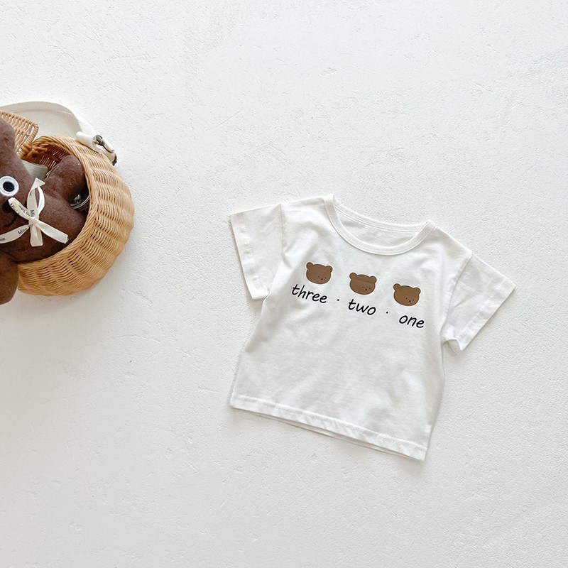 Summer new baby belt shorts T-shirt set 2022 summer boy bear short-sleeved shirt boy belt shorts two-piece baby set