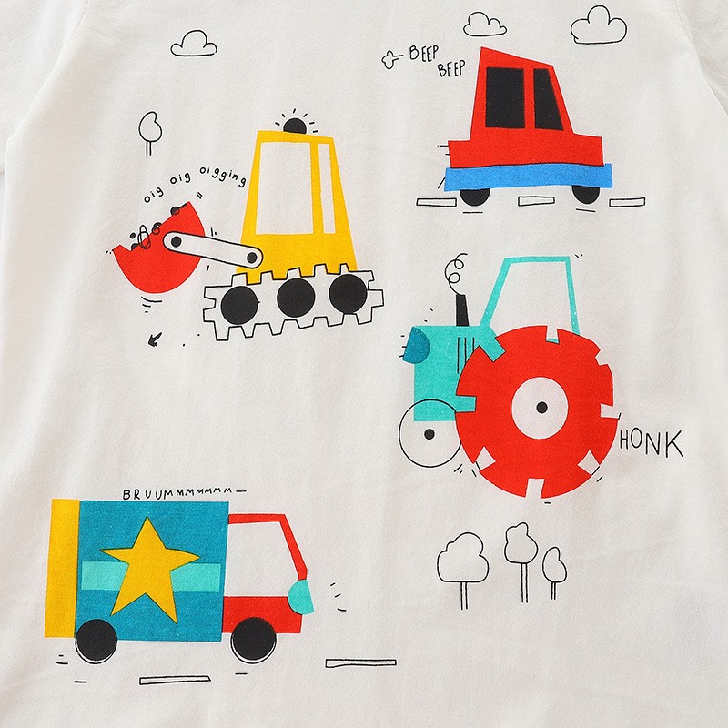 Summer 2022 Fashion T-Shirt For Boys Girls Age 2-7Y Short Sleeve Casual Top Tees Cotton Brand Printing White Cartoon