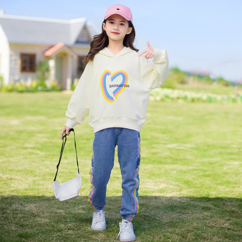 KWVW Girl Clothes Spring Autumn Kids Fashion Tracksuit 4-18 Years Two Pieces Sets T-shirt Pants Comfortable Teenagers Tracksuit