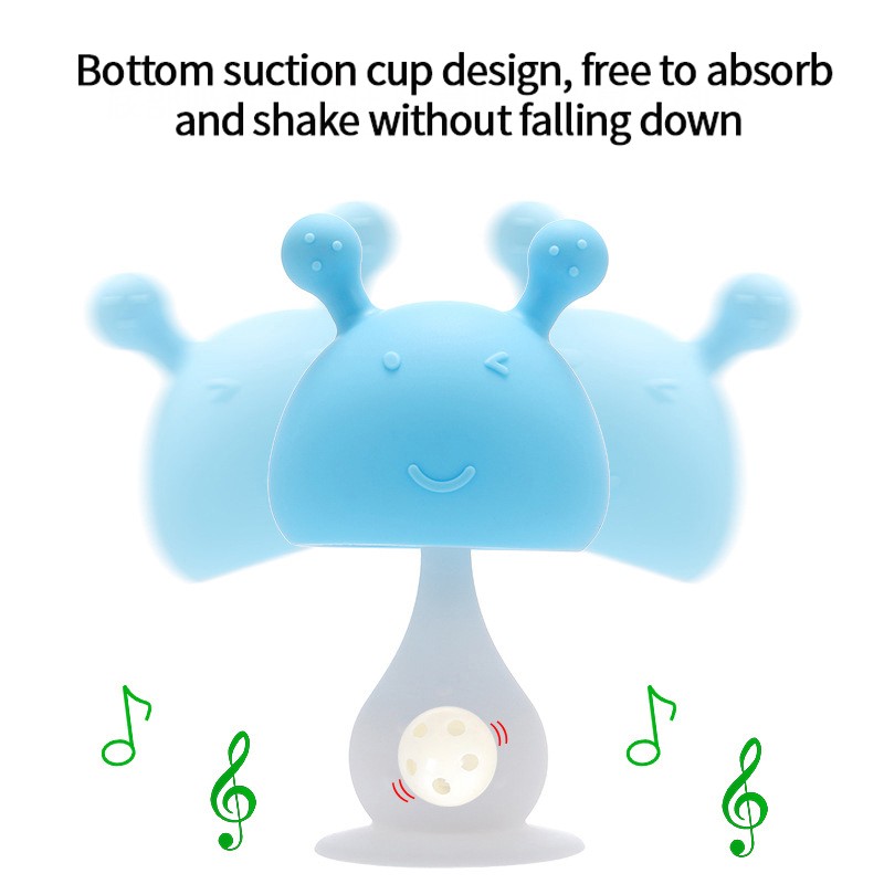 Safe Baby Teether Chew Infant Mushroom Teething Toy Baby Sore Gums Newborn Soother Rattle Toys BPA Free Silicone Pacifier