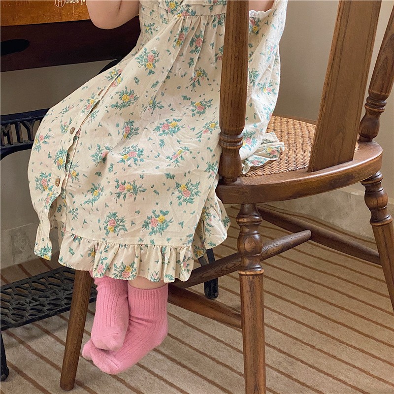 Deer Junmei Toddler Kids Sleep Dress Summer 2022 Lace Floral Sleeveless Korean Style Sleepwear Kids Nightgowns