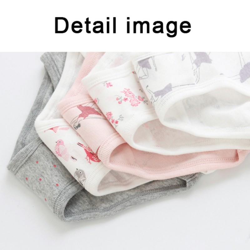 Weixinbuy 3pcs/pack Cotton Kids Briefs Children Girls Cute Cartoon Briefs Underwear 3-10Y