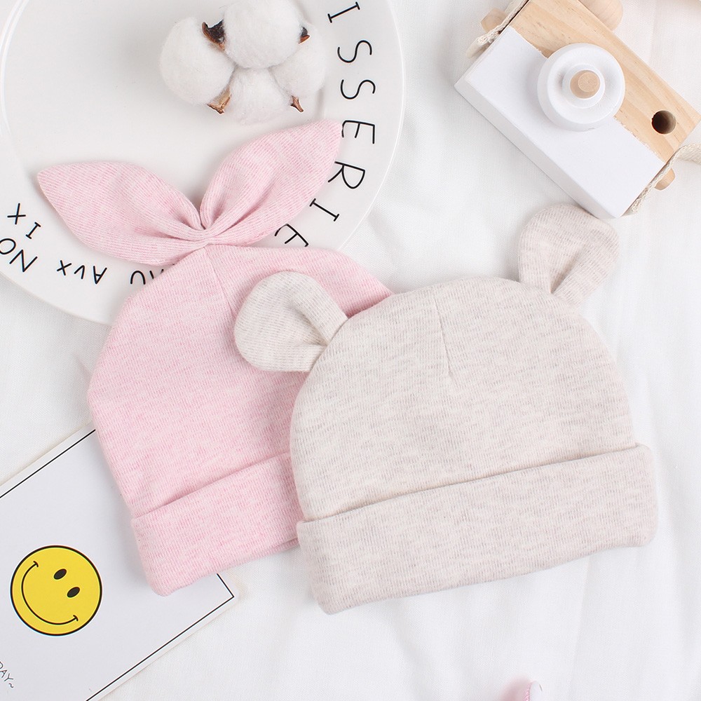 Newborn cotton hat rabbit ears bear ears hat lovely spring summer baby hat suitable for 0-6 months old baby