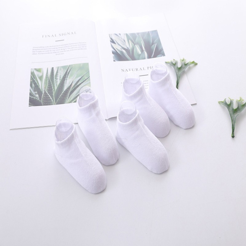 5 Pairs/Pack White Socks Toddler Toddler Short Spring Style Solid Thin Soft Socks for Boys Girls Clothing Accessories