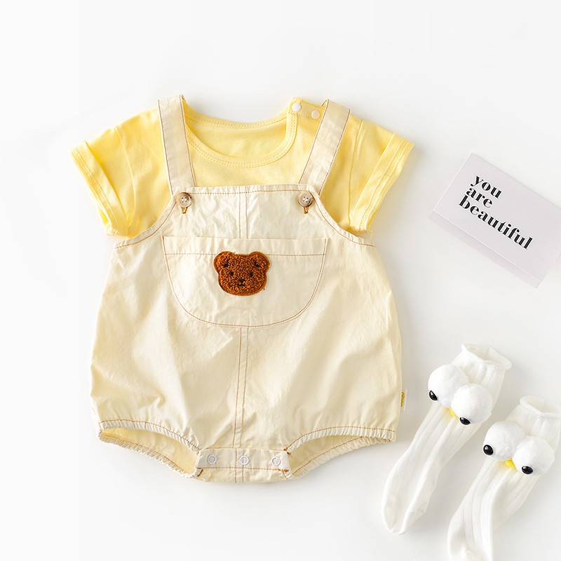 MILANCEL 2022 Summer Baby Girls Clothes Embroidery Bear One Pieces Clothes