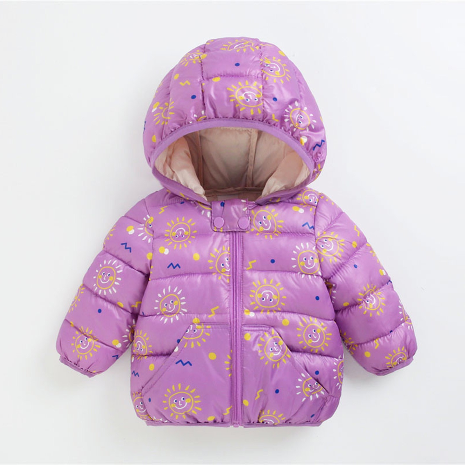 Cartoon Dinosaur Flower Print Hooded Cotton Down Jacket Baby Winter Cartoon Windproof Coat Hooded Warm Outerwear Jacket Freeship